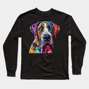 Great Dane Colorfull Pop Art Design For Dog Onwer Long Sleeve T-Shirt